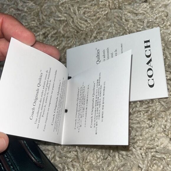 NWT COACH GREEN METALLIC QUILTED LEATHER DINKY 18 SHOULDER BAG #C6622 - Picture 14 of 15